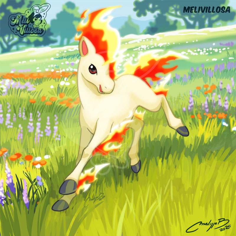 Ponyta, fan art by Melissa Ballesteros