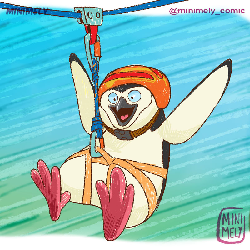 Pingüino en Tirolesa