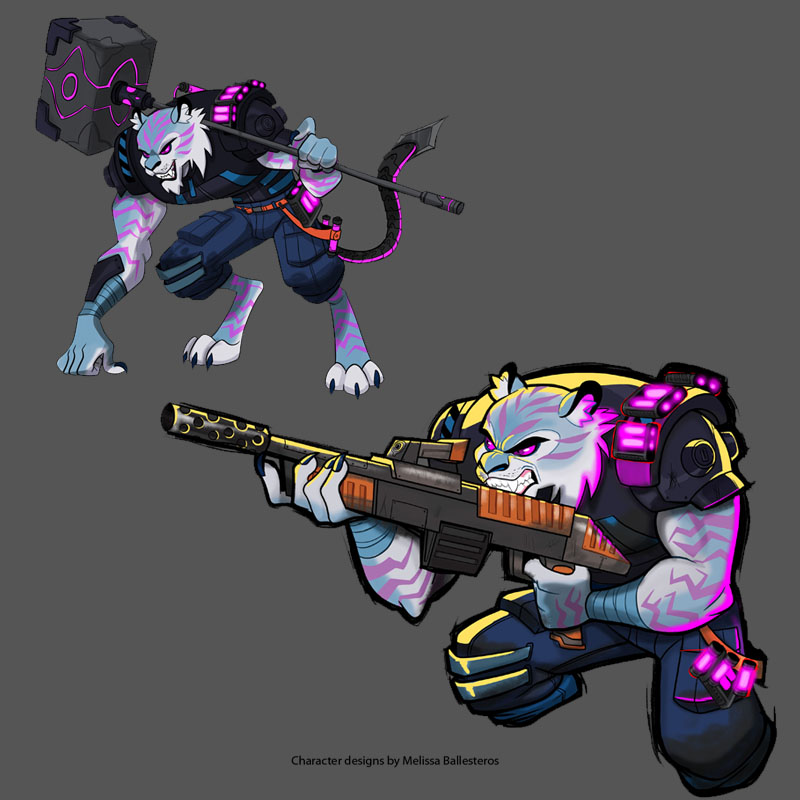 Tigre Cyborg — Diseño en Color, character design by Melissa Ballesteros