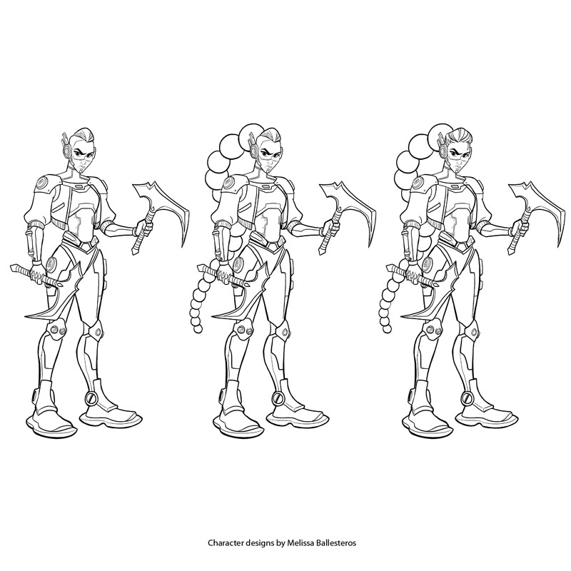 Ilustración a color — character design by Melissa Ballesteros