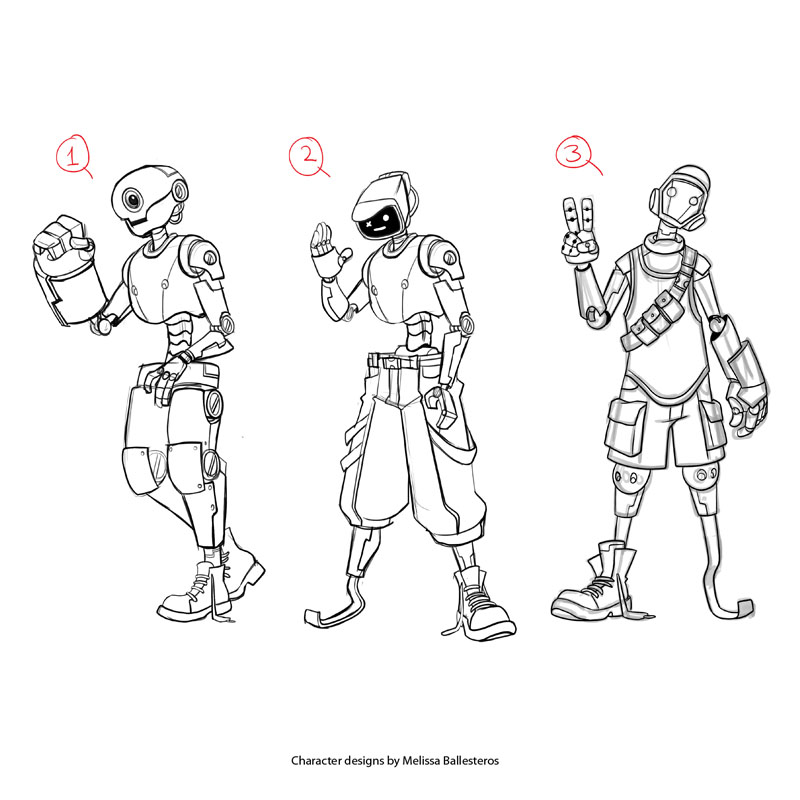 Robots — Variantes de Diseño, character design by Melissa Ballesteros