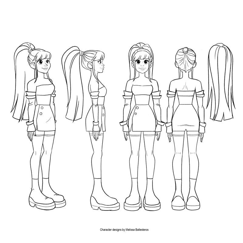 Ilustración a color — character design by Melissa Ballesteros
