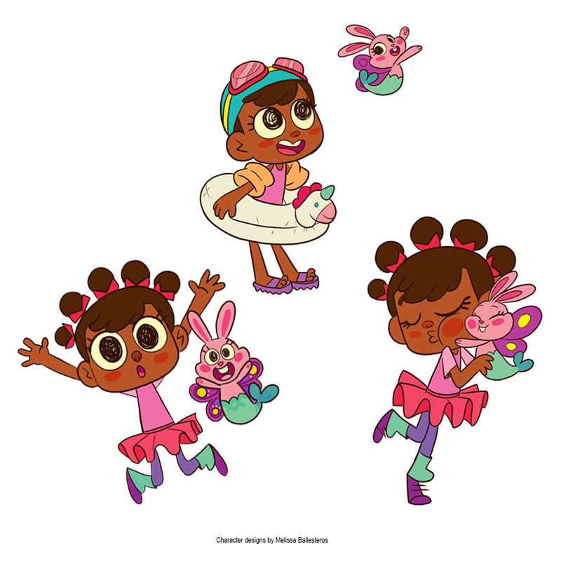 Niña con Conejita Hada — Poses, character design by Melissa Ballesteros