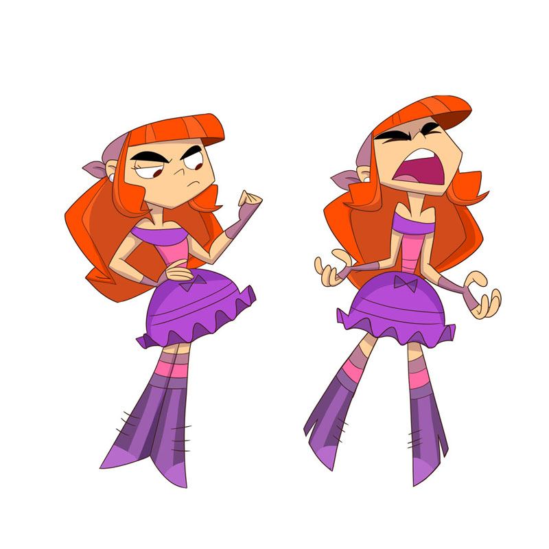 Chica Elfa Naranja — Expresiones, character design by Melissa Ballesteros