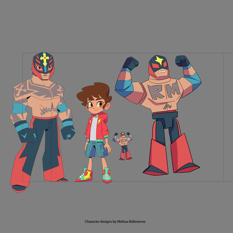 Luchadores Rey Misterio — Diseño en Color, character design by Melissa Ballesteros