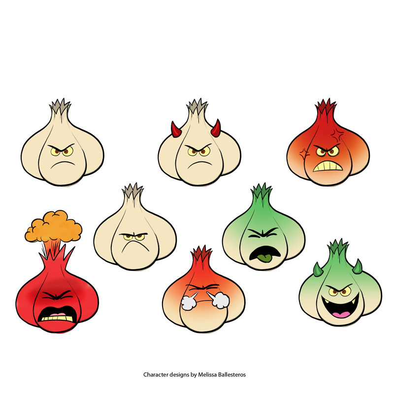 Cebolla Villana — Expresiones en Color, character design by Melissa Ballesteros