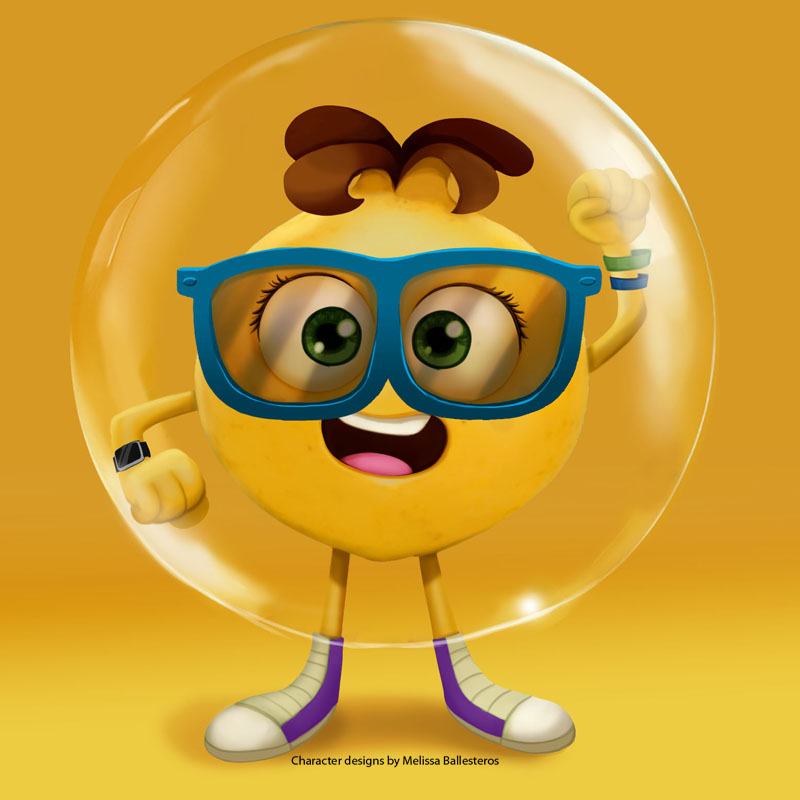 Limón con Lentes — Render 3D, character design by Melissa Ballesteros