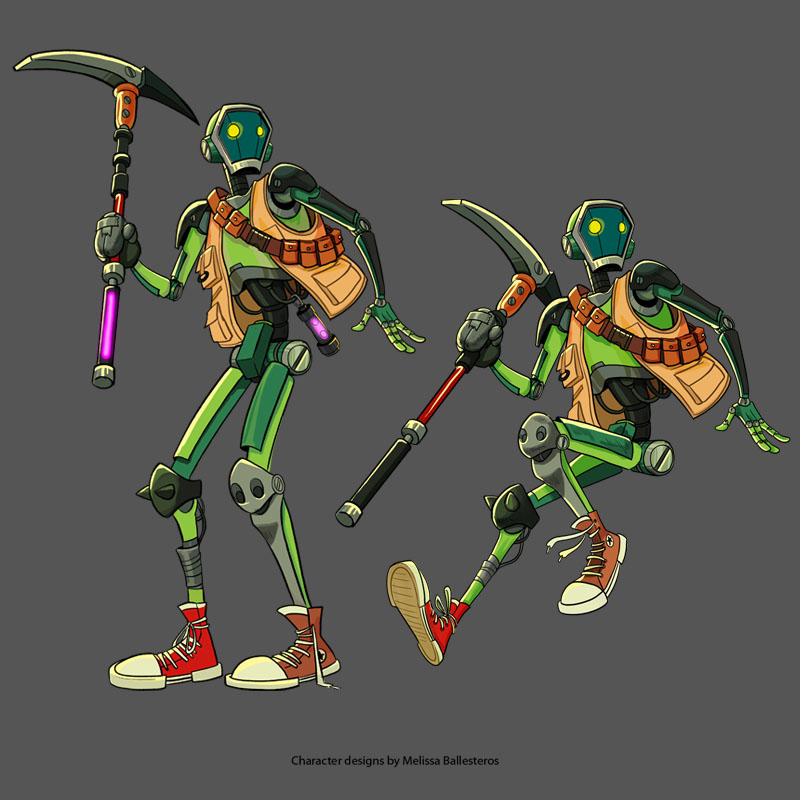Robot Verde con Guadaña — Color