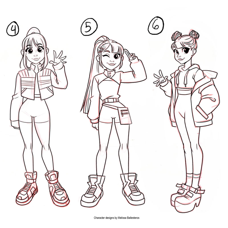 Gamer Girl — Bocetos Variantes 4-6