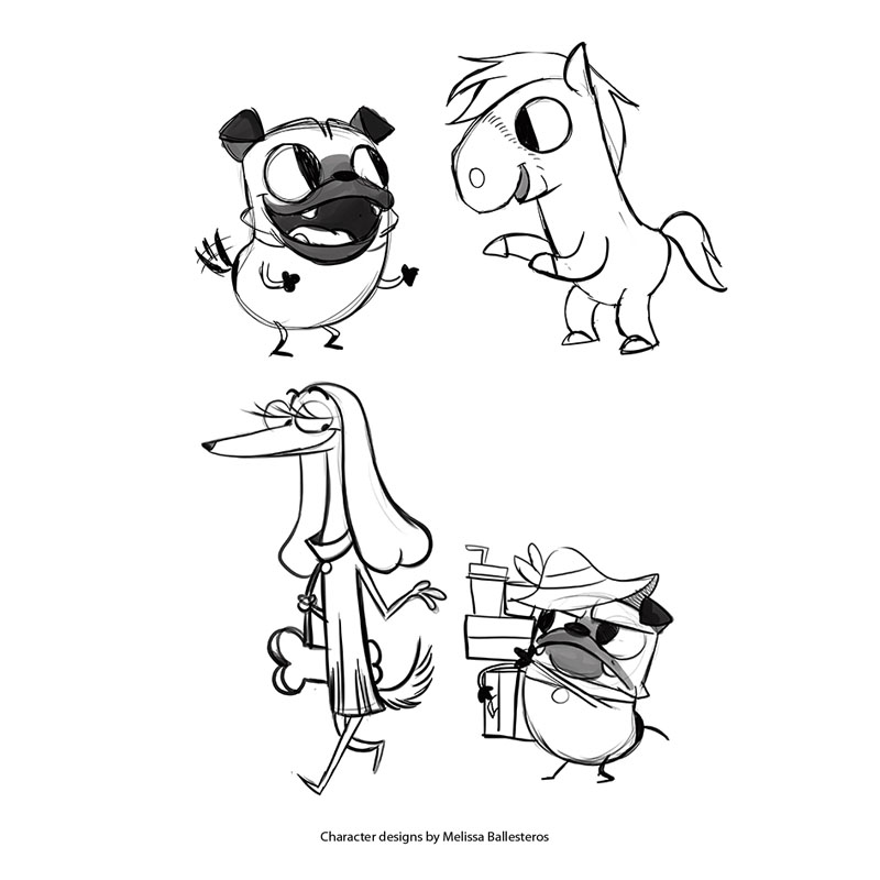 Pug y Animales — Bocetos Varios