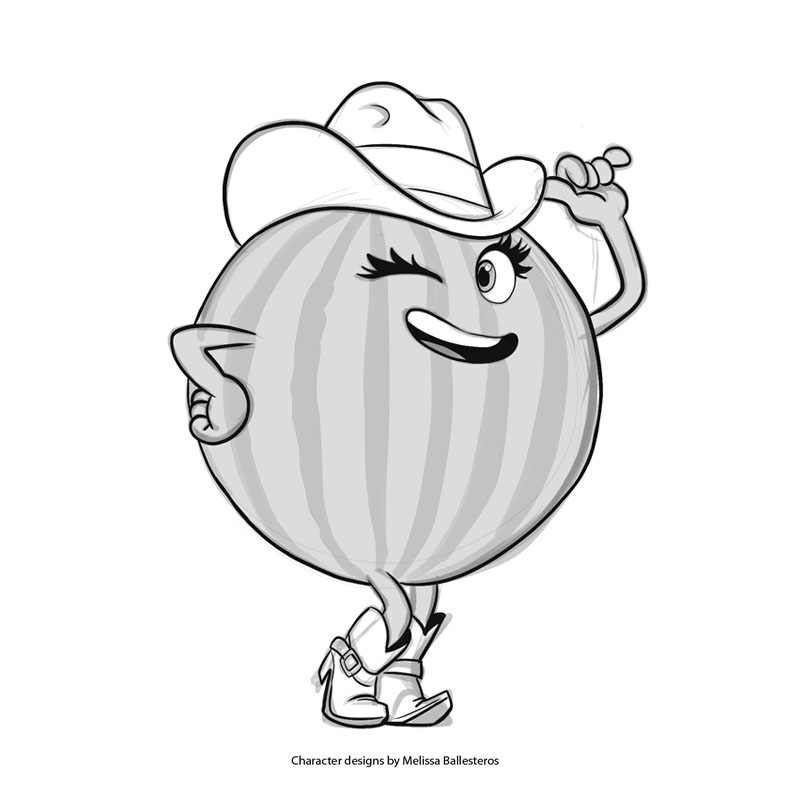 Sandía Cowgirl — Boceto