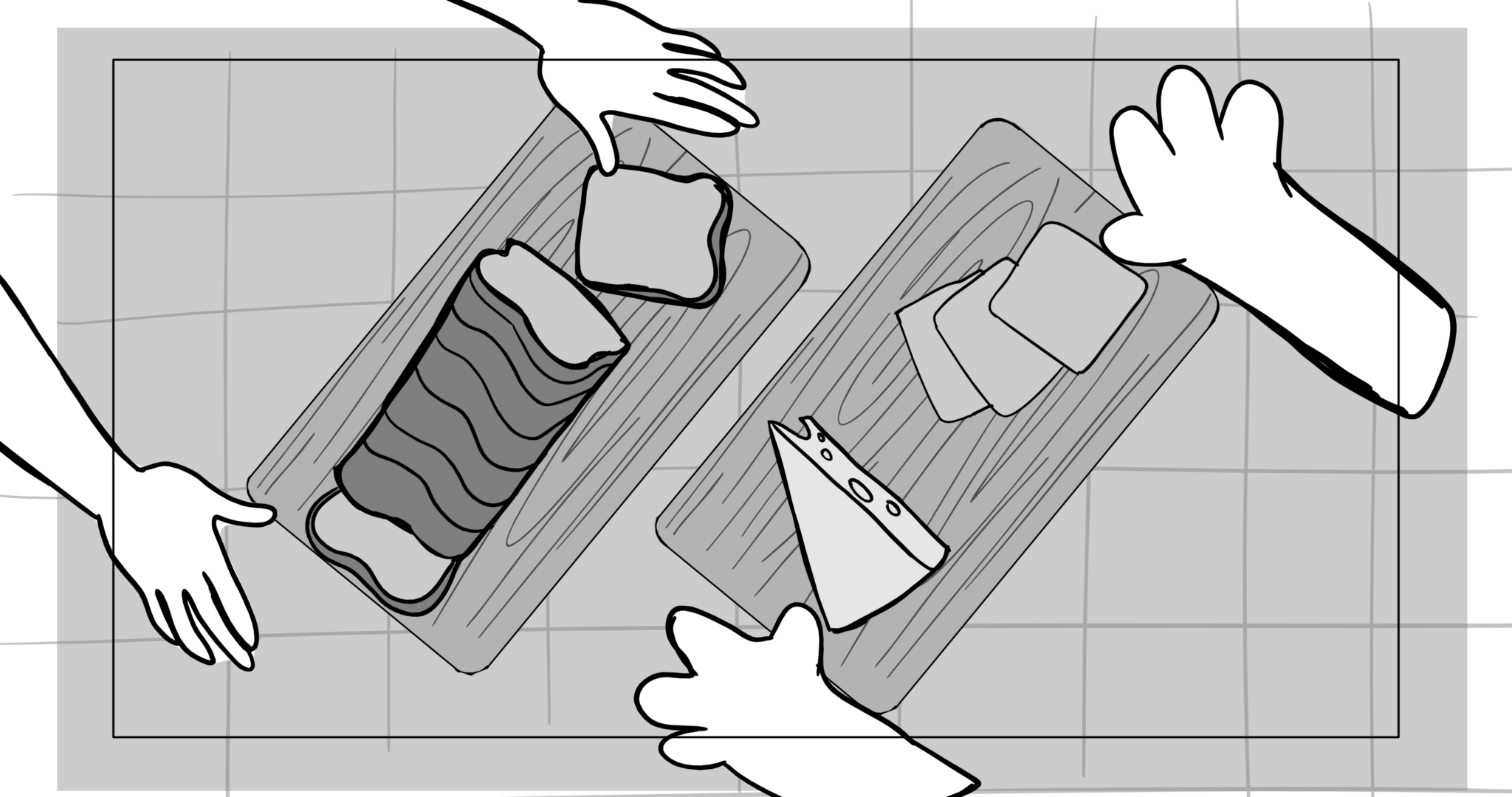 Bimbo — Escena 2, panel 3, storyboard by Melissa Ballesteros