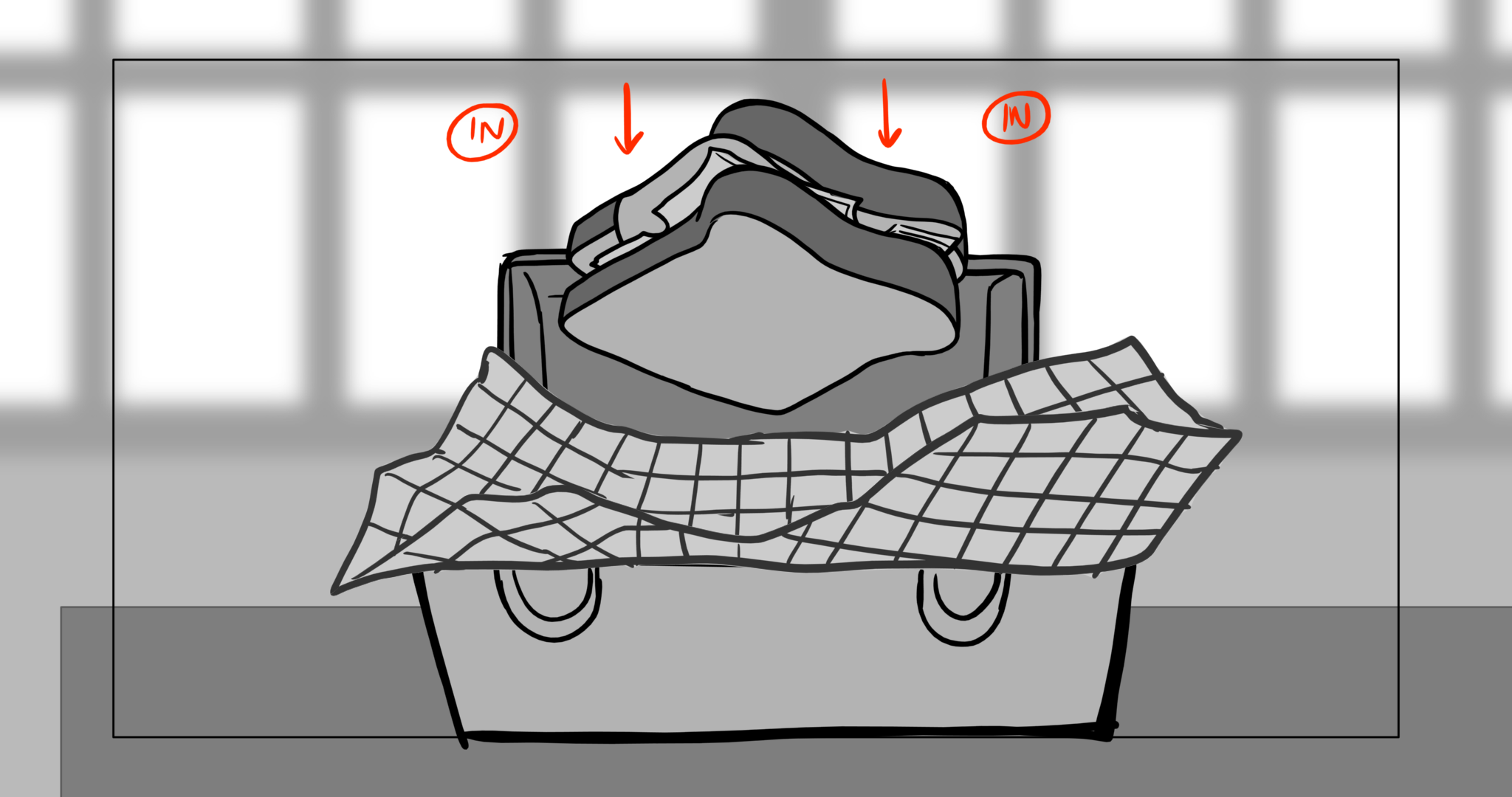 Bimbo — Escena 7, panel 1, storyboard by Melissa Ballesteros