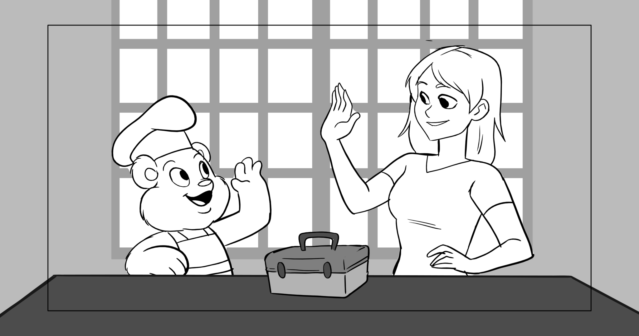 Bimbo — Escena 8, panel 3, storyboard by Melissa Ballesteros
