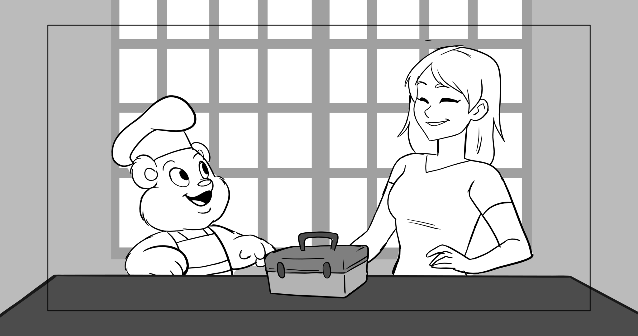 Bimbo — Escena 8, panel 5, storyboard by Melissa Ballesteros