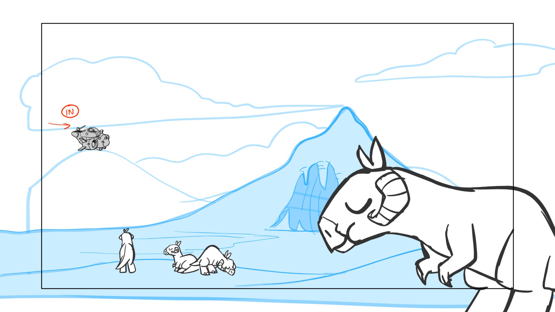 Tauntaun — Escena 01, panel 02, storyboard by Melissa Ballesteros