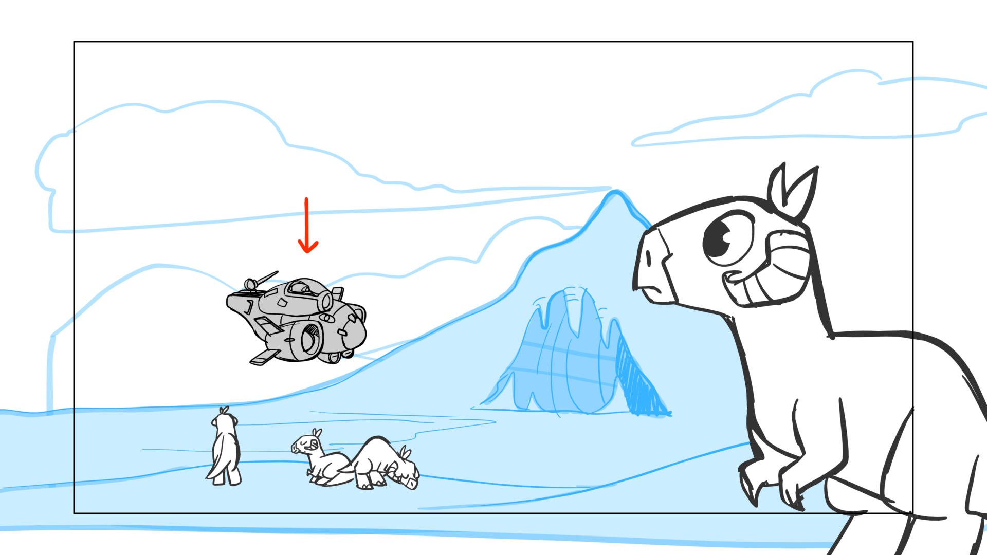Tauntaun — Escena 01, panel 04, storyboard by Melissa Ballesteros